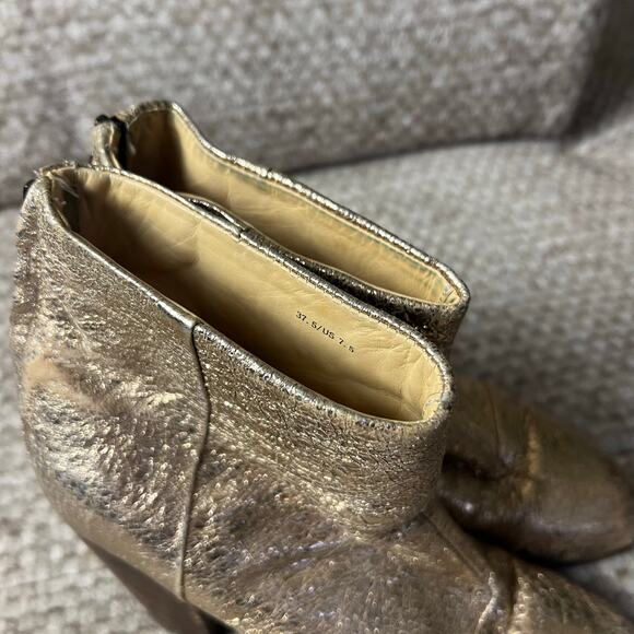 Rag & Bone Newberry Gold Distressed Chunky Heel Ankle Boots 7.5 - Picture 10 of 13